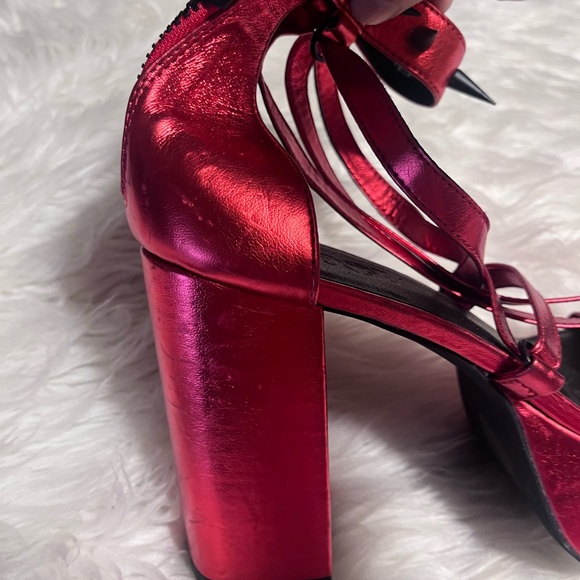 Dolls kill widow metallic red studded platform sandals - Picture 5 of 8